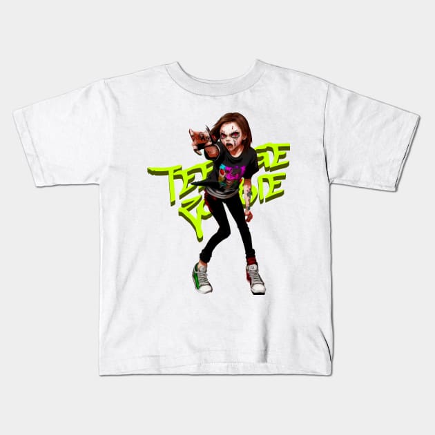 Zombie Teenage Girl Halloween Kids T-Shirt by Distinct Designs NZ